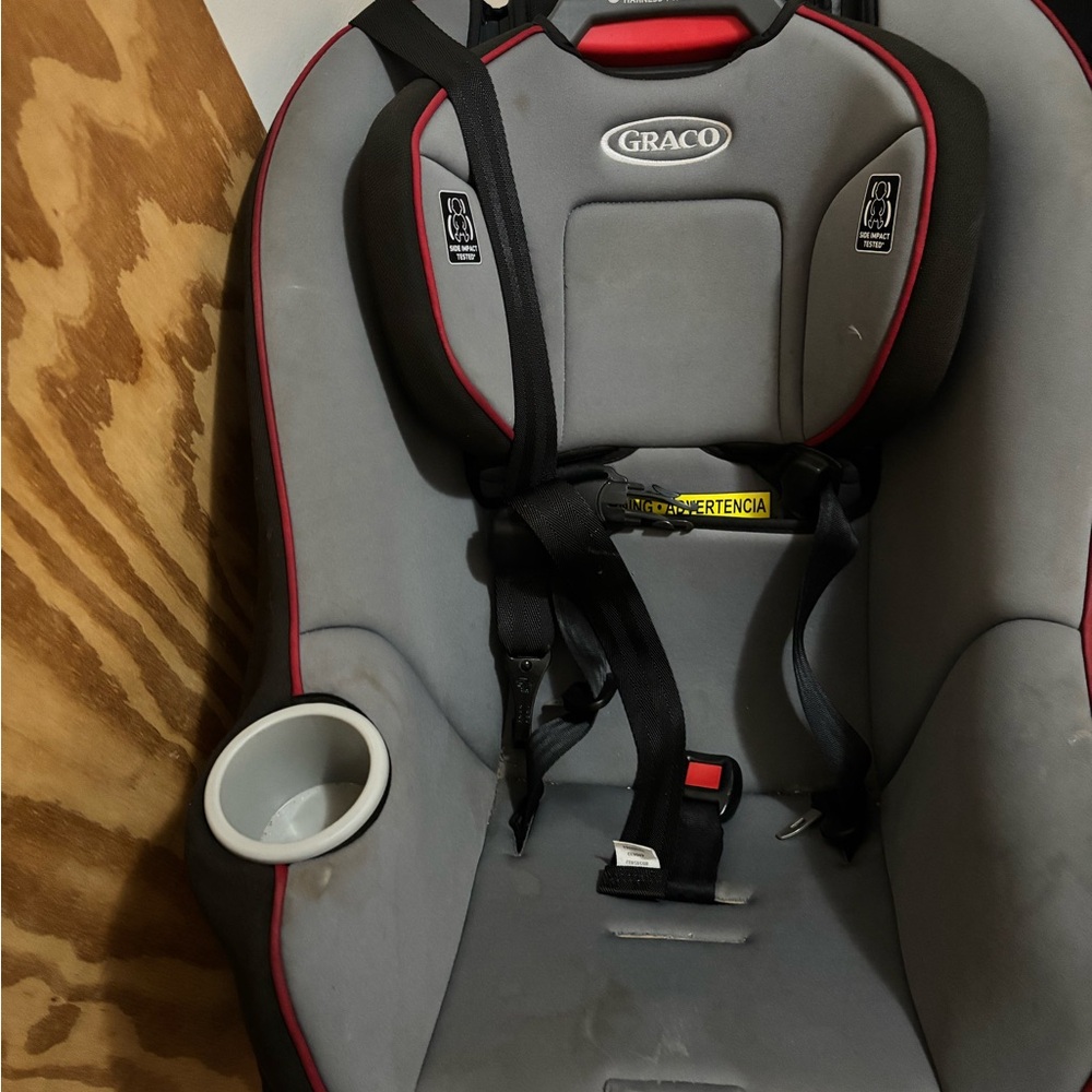 Graco Gray and Red Booster Seat with Ergonomic Padding